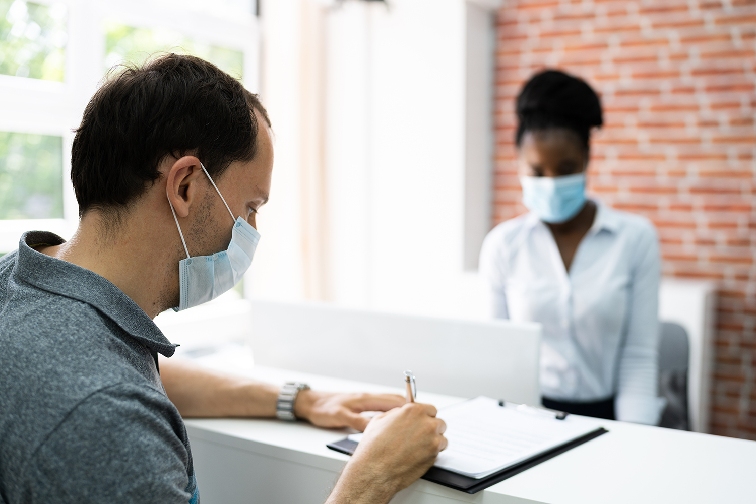 Hotel Desk Reception Covid-19 Medical Mask Protection